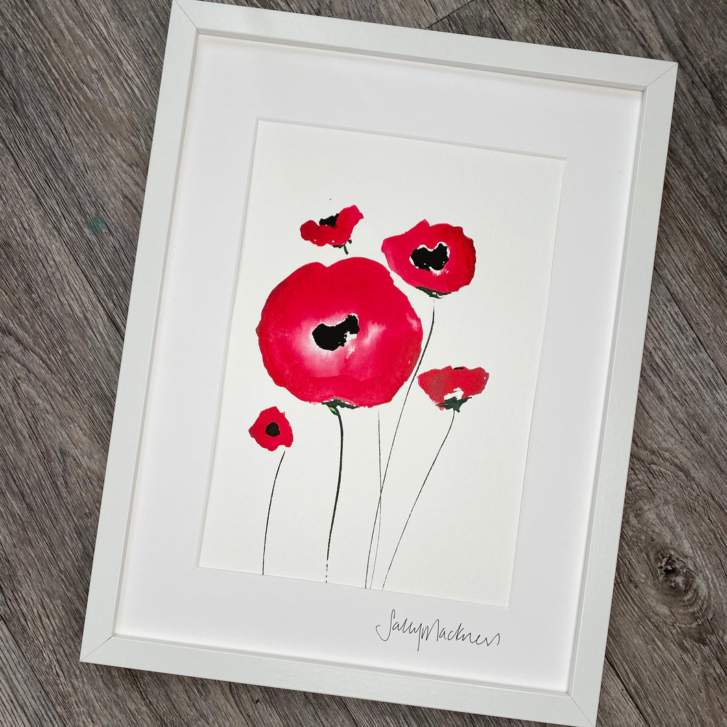 Red Poppies - framed