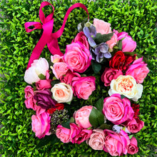 ‘Pink Roses Heart’ Door Wreath