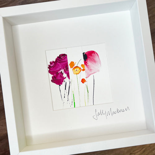 Trio of Flowers 2, framed